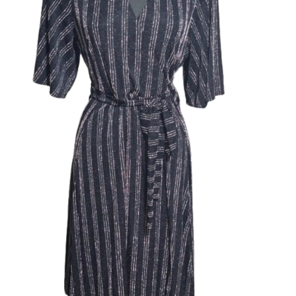 Torrid Black Glitter Stripe Wrap Dress Size 2 (18/20) NWOT image 4